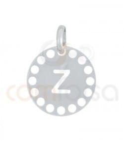 Colgante letra Z con circulos troquelados 14 mm plata 925
