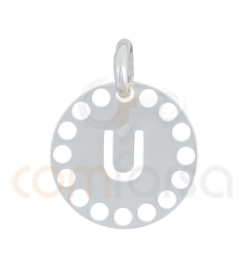 Sterling silver 925ml die-cut letter U medallion 14 mm