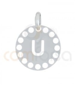 Sterling silver 925ml die-cut letter U medallion 14 mm