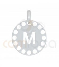 Sterling silver 925ml die-cut letter M medallion 14 mm