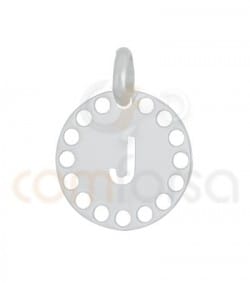 Colgante letra J con circulos troquelados 14 mm plata 925