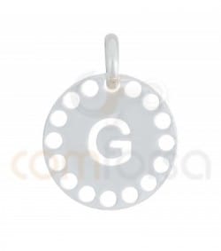 Colgante letra G con circulos troquelados 14 mm plata 925