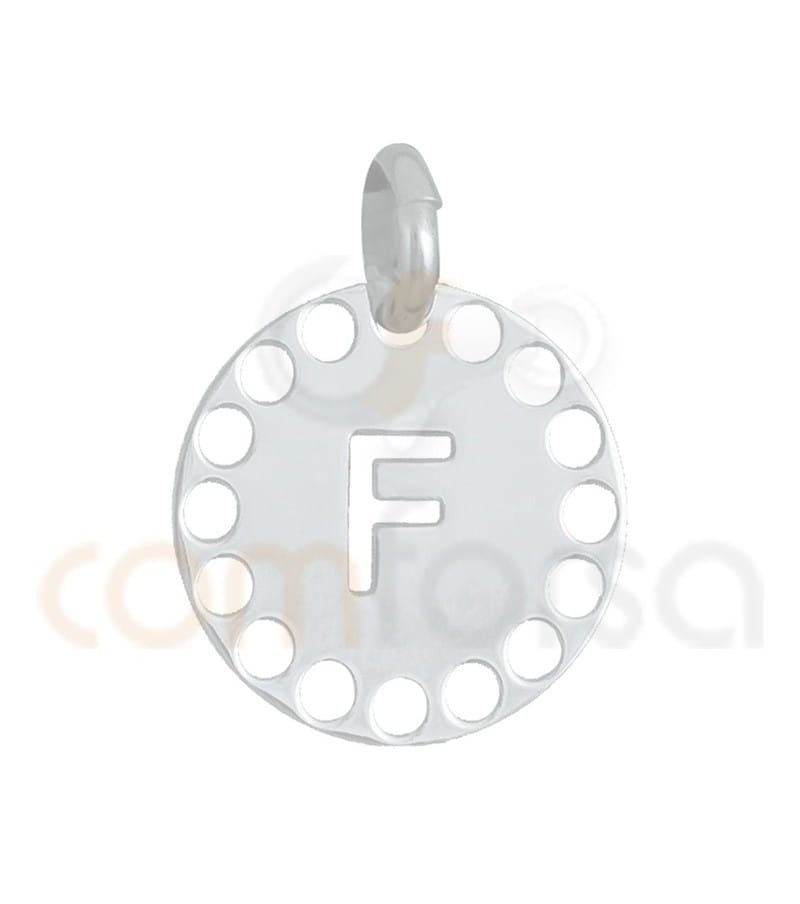 Sterling silver 925ml die-cut letter F medallion 14 mm
