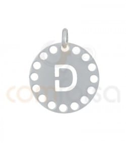 Sterling silver 925ml die-cut letter D medallion 14 mm