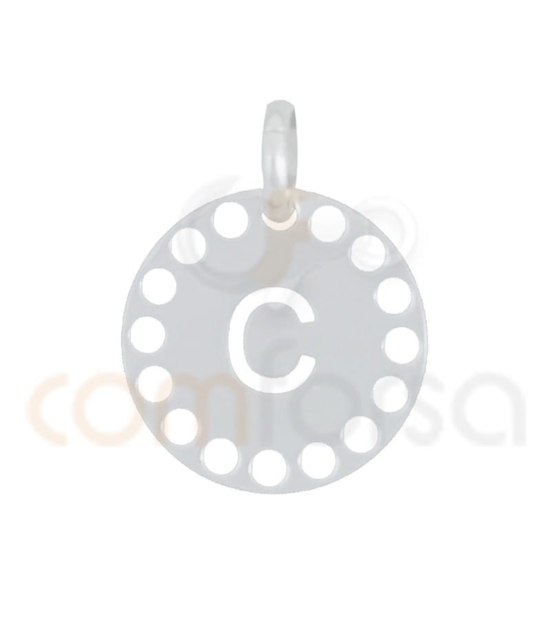 Sterling silver 925ml die-cut letter C medallion 14 mm