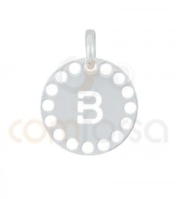Sterling silver 925ml die-cut letter B medallion 14 mm