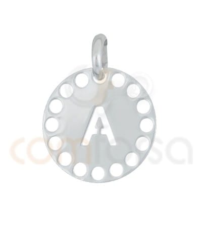 Sterling silver 925ml die-cut letter A medallion 14 mm