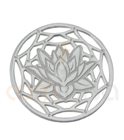 Mandala con flor de loto 13 mm plata 925