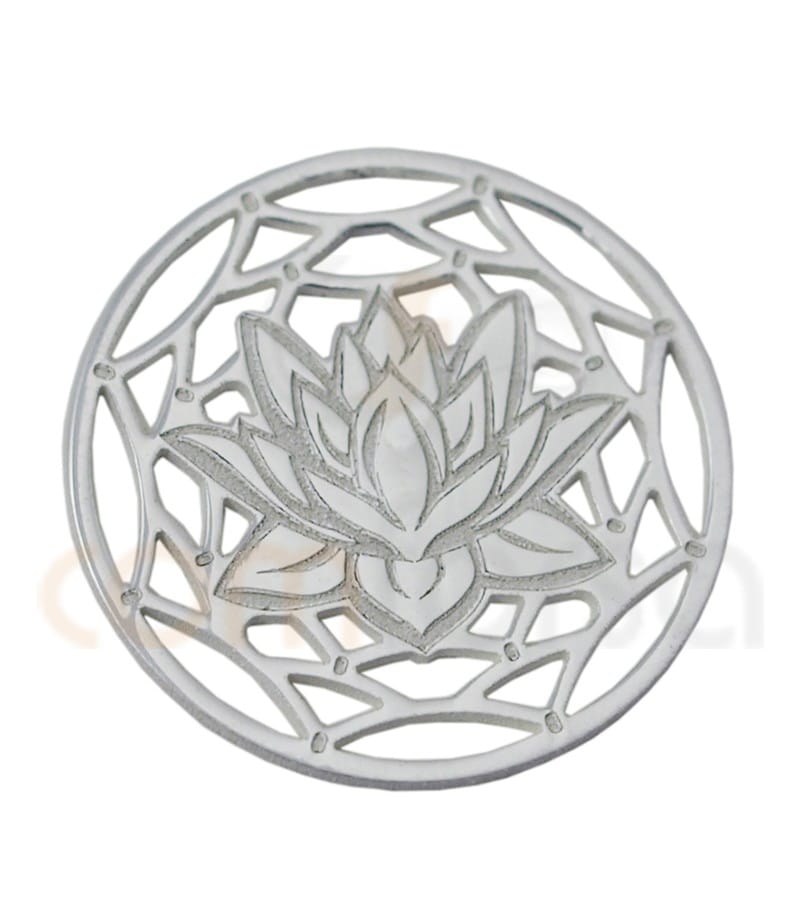 Mandala con flor de loto 13 mm plata 925