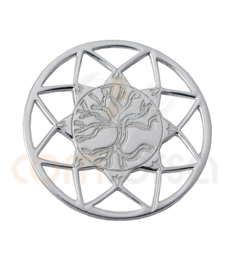 Sterling silver 925ml Mandala with Tree of life 13mm