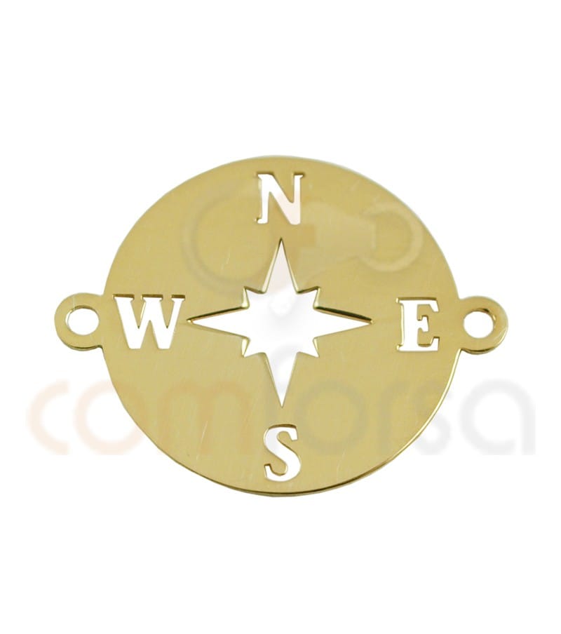 Gold plated Sterling silver Wind Rose connector 15mm