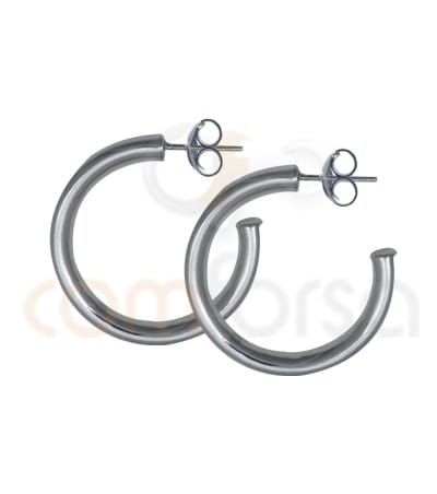 Sterling silver 925 hoop earrings 25 mm x 3 mm