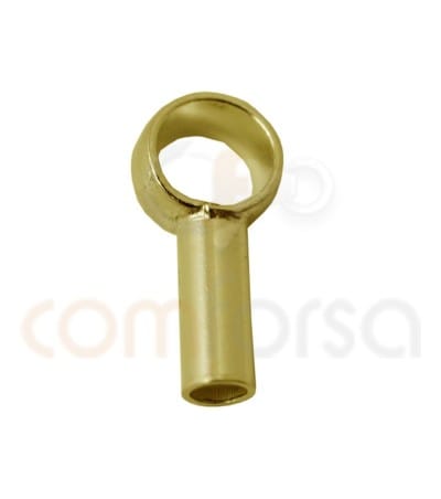 Sterling silver 925 gold-plated half cane tube end cap 2.1x 6 mm