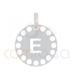 Sterling silver 925 gold-plated die-cut letter E pendant 14 mm