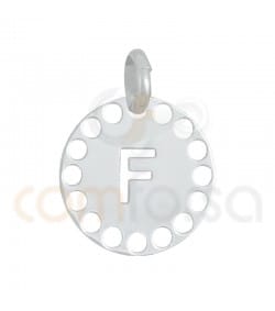 Sterling silver 925 gold-plated die-cut letter F pendant 14 mm