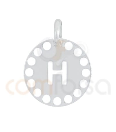 Sterling silver 925 gold-plated die-cut letter H pendant 14 mm