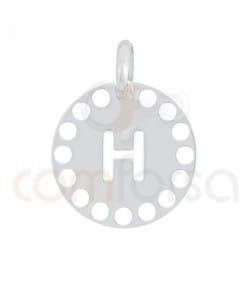 Sterling silver 925 gold-plated die-cut letter H pendant 14 mm