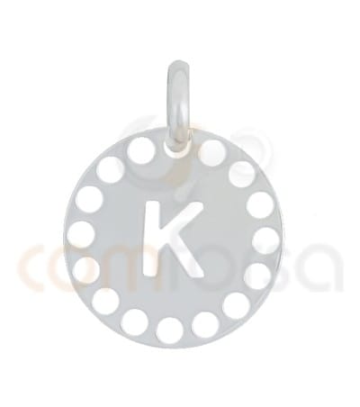 Sterling silver 925 gold-plated die-cut letter K pendant 14 mm
