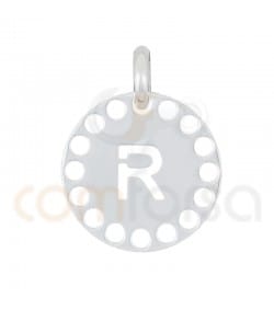 Sterling silver 925 gold-plated die-cut letter R pendant 14 mm