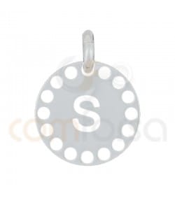 Sterling silver 925 gold-plated die-cut letter S pendant 14 mm
