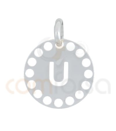 Sterling silver 925 gold-plated die-cut letter U pendant 14 mm