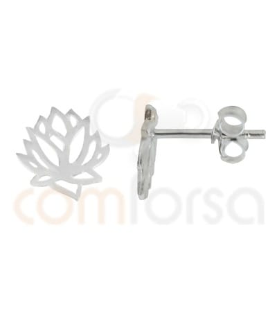 Pendiente flor de loto 9x8.5mm plata 925 chapada en oro