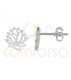 Pendiente flor de loto 9x8.5mm plata 925 chapada en oro