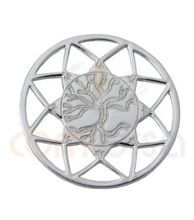 Gold plated Sterling silver 925ml Mandala with Tree of life 13mm