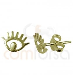 Gold plated Sterling silver 925ml eyes earrings  10 x 7.5 mm