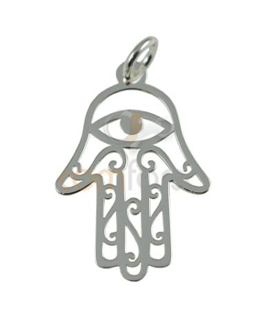 Sterling silver 925 gold-plated Hamsa link 22x14 mm