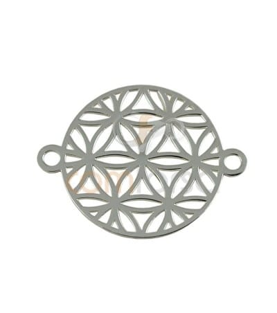 Conector Mandala Semilla de la Vida 15mm plata baño oro dorada