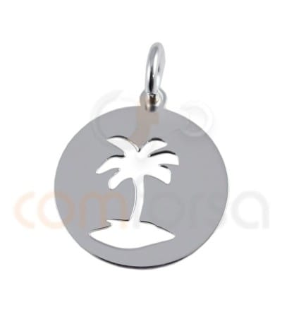 Sterling silver 925 Gold plated Palm tree pendant 13 mm