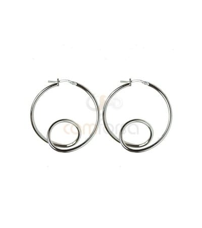 Sterling silver 925 gold-plated hoop earring with loop 36 mm