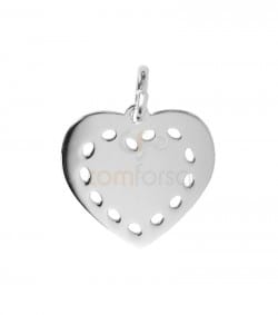 dije corazón 13 x 12 mm plata baño de oro