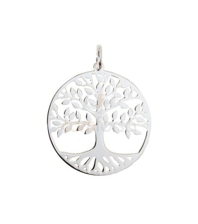 dije arbol vida 20 mm plata baño de oro