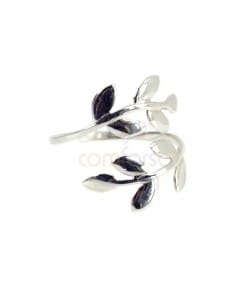 Sortija laurel ajustable plata 925