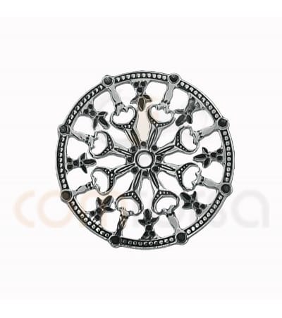 Aged Sterling silver 925ml mandala connector 18 mm
