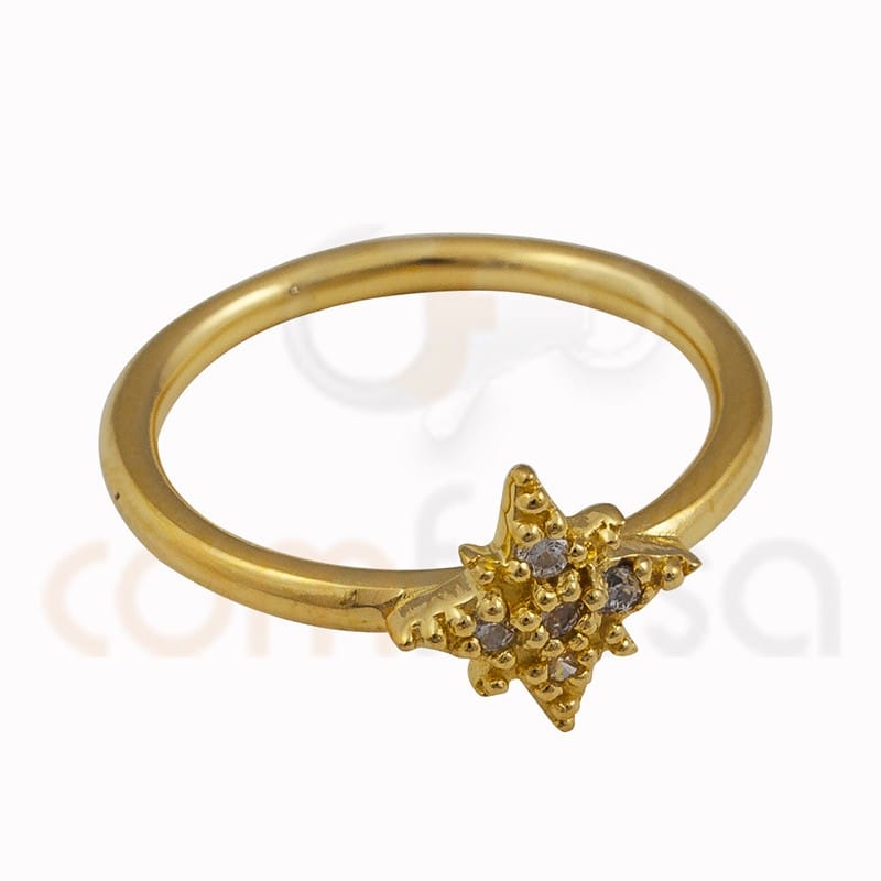 Polar star ring 9mm zirconium sterling silver gold plated