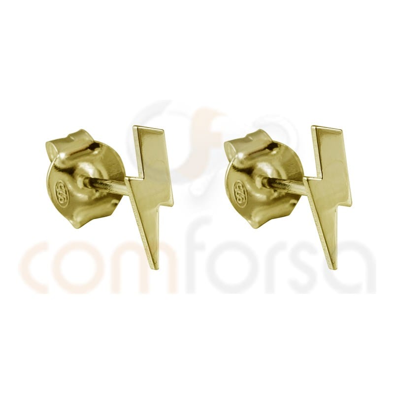 Pendiente mini rayo 3x10mm plata 925 chapada en oro