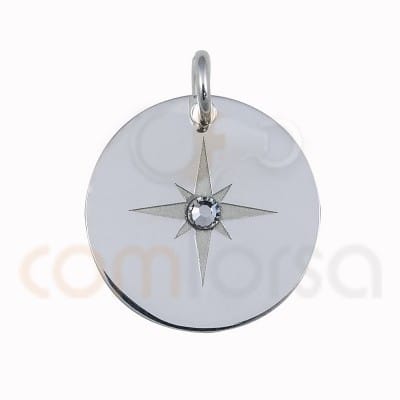 Colgante estrella con strass 15mm plata 925