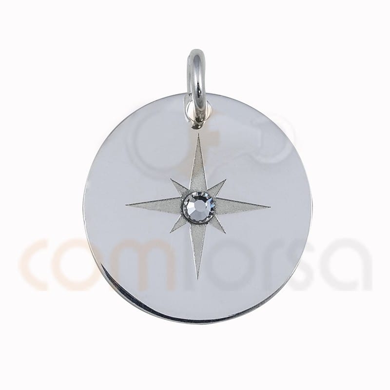 Colgante estrella con strass 15mm plata 925