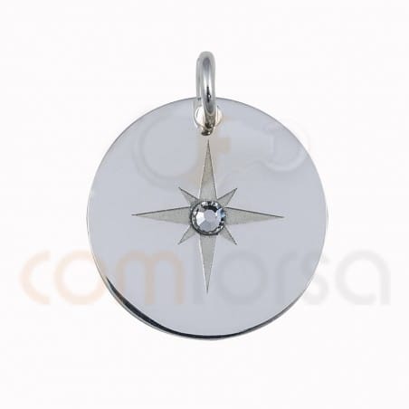 Colgante estrella con strass 15mm plata 925