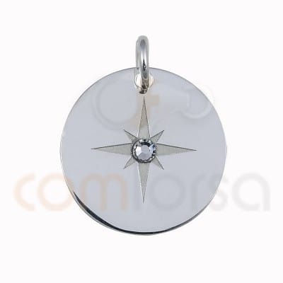 Sterling silver 925 gold-plated star pendant with strass 15mm