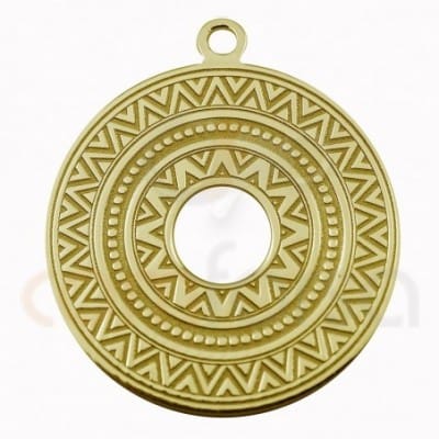 Sterling silver 925 gold-plated round ethnic pendant