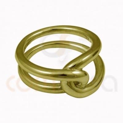 Anillo nudo doble hilo plata baño de oro