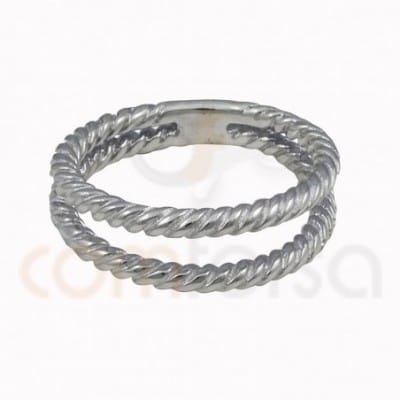 Double thread braided ring sterling silver 925