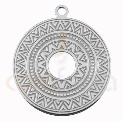 Sterling silver 925 gold-plated round ethnic pendant