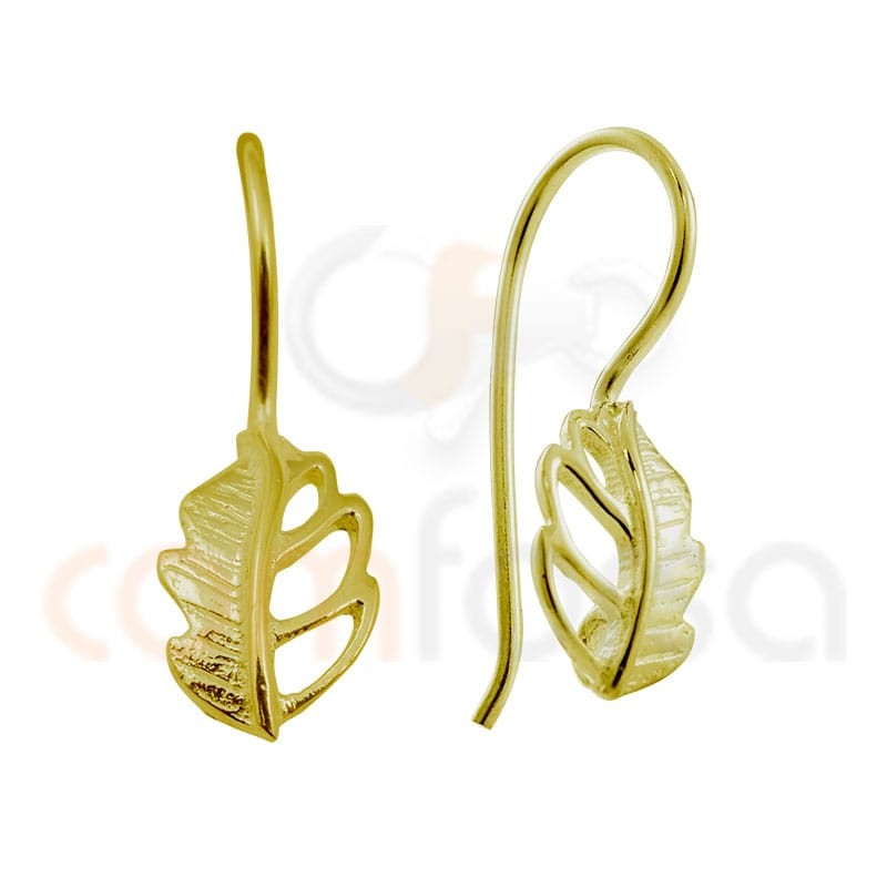 Gancho hoja calada 10x6.5mm plata 925 chapada en oro