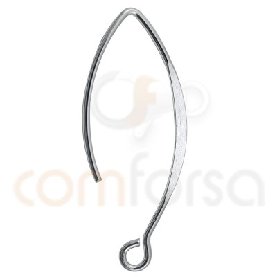 Sterling silver 925 hook earring flat and round wire 30 mm
