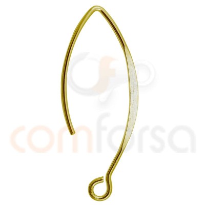 Sterling silver 925 gold-plated hook earring flat and round wire 30x12 mm
